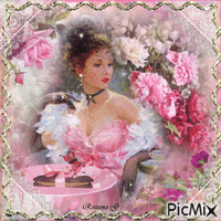 Retro lady in pink - Free animated GIF