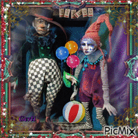 The clowns in the circus animirani GIF