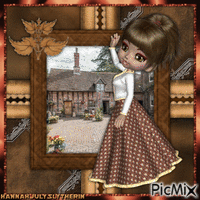 {Vintage Cookiedoll Girl in Brown} Animiertes GIF