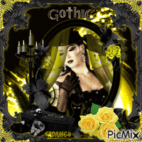 Gothic woman - Yellow and black Animated GIF