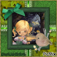 {She looks after the Baby Birds of the Forest} animoitu GIF
