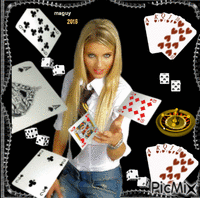 concours la joueuse de cartes - GIF animé gratuit