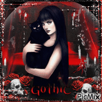 Gothic portrait in red and black