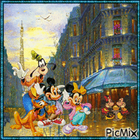 mickey,minnie et ses amis à paris - GIF เคลื่อนไหวฟรี