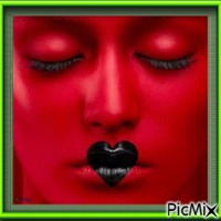 Portrait de femme fantaisie en rouge et vert!!!!!! - png gratis
