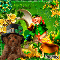Happy St. Patrick's Day mes ami(e)s / to you my  friends - Bezmaksas animēts GIF