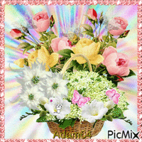 Bouquet blanc, jaune et rose contest - Free animated GIF