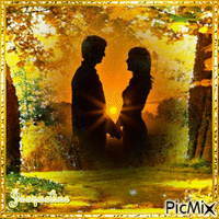 couple sur un paysage d'automne animé - Darmowy animowany GIF