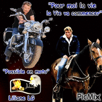 Johnny  Hallyday , deux titres - "Pour moi la vie va commencer" - "Possible en moto" Pour mon ami Aldoremi ♥♥♥♥♥ - Free animated GIF