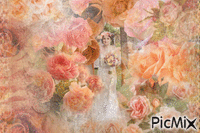Bride in Peach Rose Garden