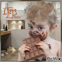 Ein kleines Mädchen liebt Schokolade - Gratis geanimeerde GIF
