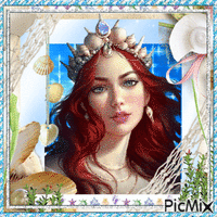 mermaid portrait animovaný GIF