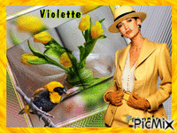 Kdo pour mon amie Violette 💚✿◕ ‿ ◕✿💚 animovaný GIF