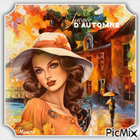 Femme avec chapeau en automne - Free animated GIF