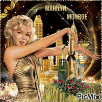 Marilyn Monroe with Champagne. - 無料のアニメーション GIF