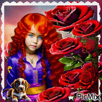Kleines Mädchen mit roten Haaren - Ingyenes animált GIF