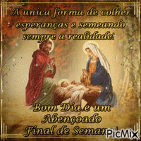 BOM DIA COM MARIA E JESUS. анимированный гифка