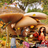 cueillette des champignons - Gratis animerad GIF