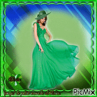 femme en vert GIF animé