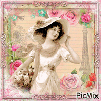 Vintage woman ( pink-beige)