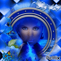 Portrait de Femme en Bleu - Gratis geanimeerde GIF