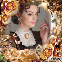 Victorian woman with amber and brown notes` animuotas GIF