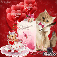 Cat and mouse of Valentine's Day GIF animé