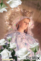 Virgen María rosa blanca - GIF animé gratuit