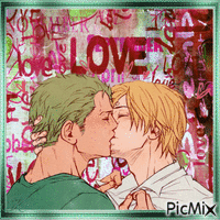 One Piece, couple gay GIF animé