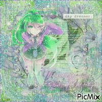 Purple Green Anime Girl geanimeerde GIF