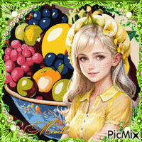 Contest!Femme avec des fruits