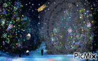 Новогодняя ночь - Бесплатный анимированный гифка