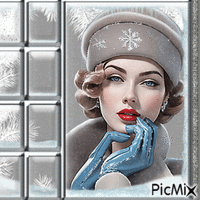 Portrait femme élégante en hiver GIF animé