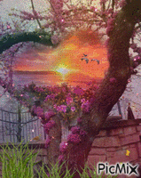 heart inside tree - GIF animado gratis