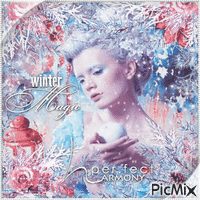 Winter magic woman blue pink