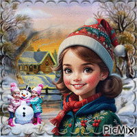 Enfant en hiver animovaný GIF