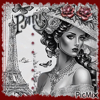 Vintage-Frau - Pariser Hintergrund