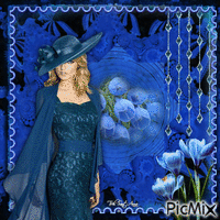 Retrato de Mulher de azul - GIF animé gratuit