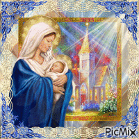 Vierge Marie & l'Enfant Jésus animowany gif