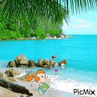 Pebbles loves the beach and you animoitu GIF