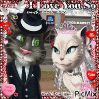Angela and Tom get married in the Aldi's parking lot animēts GIF