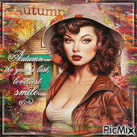 Autumn woman hat house - Nemokamas animacinis gif