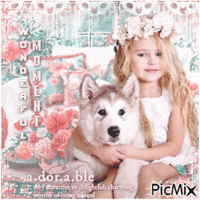 Girl and her Dog - Free animated GIF