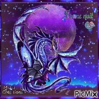.. Dragon et Lune .. M J B Créations - Darmowy animowany GIF