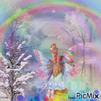 Rainbow over the snow анимирани ГИФ