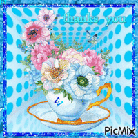 Cup of flowers - Thanks - 免费动画 GIF