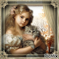 Mädchen mit einem Kätzchen