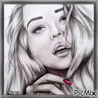 Portrait de femme en dessin crayon - png gratis