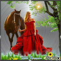 Mulher e Cavalo - Ingyenes animált GIF