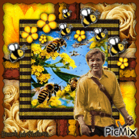 ({William Moseley, Bees and some Flowers}) - Бесплатный анимированный гифка